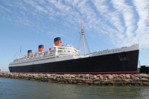 Queen Mary, firmly moored in Long Beach, California.