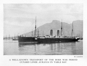 In 1900, during the Boer War, Aurania (1882) served as a troopship.